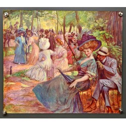 Aff. 37x32cm - Reproduction Georges Redon 1909 Au Parc Menu du Café de Paris Armenonville