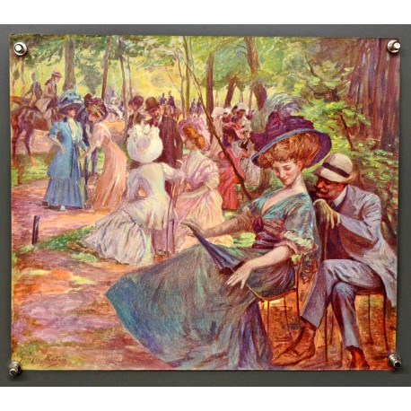Aff. 37x32cm - Reproduction Georges Redon 1909 Au Parc Menu du Café de Paris Armenonville
