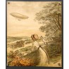 Aff. 32x36cm - Reproduction Georges Redon 1909 Dirigeable Menu du Café de Paris Armenonville