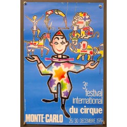 Aff. 34x50cm - 3eme Festival International du Cirque Monte Carlo 1976