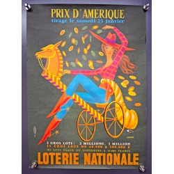 Aff. 30x39cm - Loterie Nationale Prix d'Amérique 25 Janvier 1963 Cowgirl