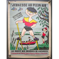 Aff. 25x33cm - Jeunesse au plein air au profit des colonies de vacances Echasses Petit Format