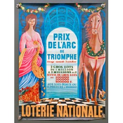 Aff. 29x39cm - Loterie Nationale Prix de l'Arc de Triomphe Samedi 3 octobre 1964