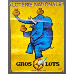 Aff. 30x40cm - Loterie Nationale Gros Lots Elephant 8 Mai