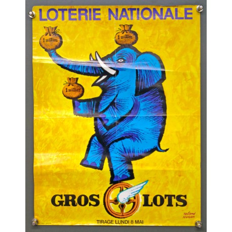 Aff. 30x40cm - Loterie Nationale Gros Lots Elephant 8 Mai