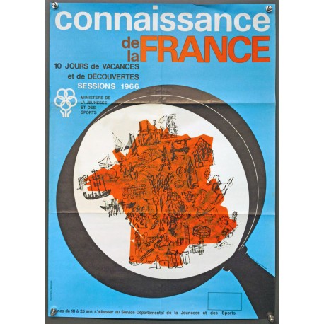 Aff. 44x61cm - Connaissance de la France 10 jours de vacances