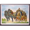 Aff. 48x34cm - Attelage au Galop Transport Tonneaux Vin LM