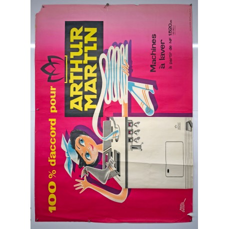 Aff. 117x160cm - Arthur Martin Machine à laver 100 pourcent d accord