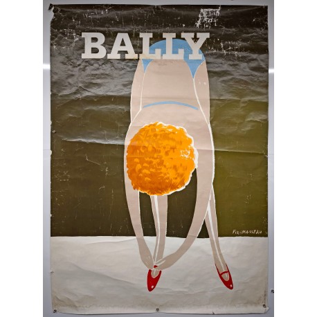 Aff. 116x172cm - Bally Femme Rousse Chaussures Rouges