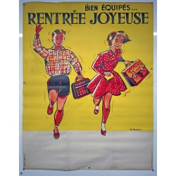 Aff. 115x156cm - Bien Equipées Rentrée Joyeuse Non Entoilée