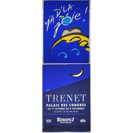 Aff. 118x346cm - Trenet Y a D la Joie Palais des Congrès Europe 1 C'est la Peche 2 affiches en hauteur