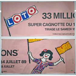 Aff. 274x68cm - Loto 33 Millions Super Cagnotte du 1 Juillet 1989 2 affiches en largeur