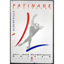 Aff. 54x80cm - 16eme Jeux Olympiques d'Hiver Albertville 1992 Patinage de Vitesse