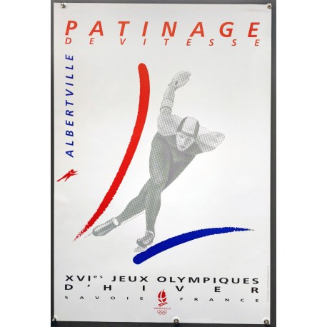 Aff. 54x80cm - 16eme Jeux Olympiques d'Hiver Albertville 1992 Patinage de Vitesse