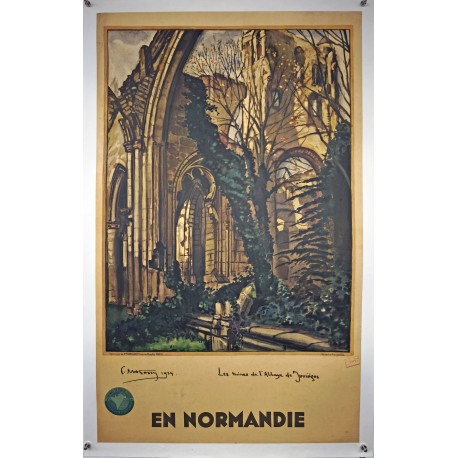 Aff. 67x105cm - Ruines de l'Abbaye de Jumieges en Normandie