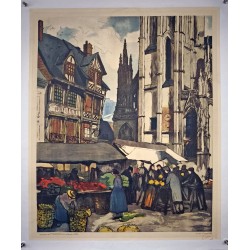 Aff. 67x81cm - Caudebec en Caux Marché en Normandie