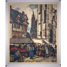 Aff. 67x81cm - Caudebec en Caux Marché en Normandie