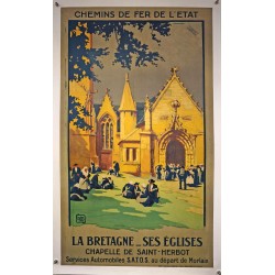 Aff. 65x105cm - La Bretagne, ses Eglises Saint Herbot