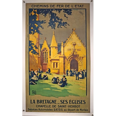 Aff. 65x105cm - La Bretagne, ses Eglises Saint Herbot