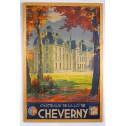 Aff. 61x76cm - Chateau de Cheverny SNCF