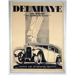 Aff. 62x83cm - Automobiles Delahaye Son Fétiche les qualités de la race