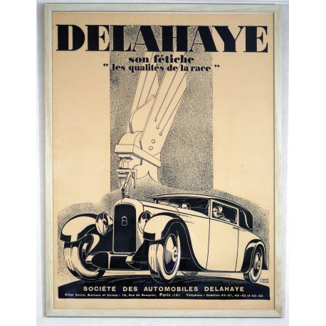 Aff. 62x83cm - Automobiles Delahaye Son Fétiche les qualités de la race