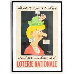 Aff. 39x59cm - Loterie Nationale Elle avait si peur d'oublier d'acheter son billet de la loterie nationale