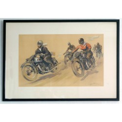 Aff. 48x30cm - Course de motards