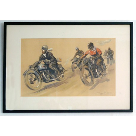 Aff. 48x30cm - Course de motards