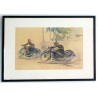 Aff. 48x30cm - Deux motards en course