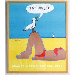 Aff. 48x58cm - Trouville France Normandie Calvados (Mouette et Baigneuse)