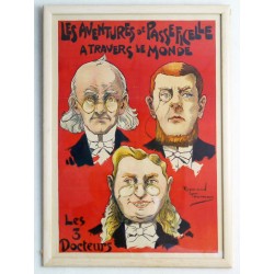 Aff. 44x64cm - Les Aventures de Passeficelle à travers le Monde Les 3 docteurs