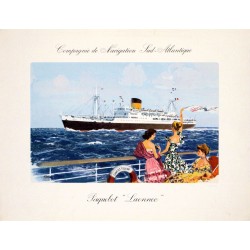 Aff. 58x46cm - Paquebot Laennec Compagnie de Navigation Sud Atlantique
