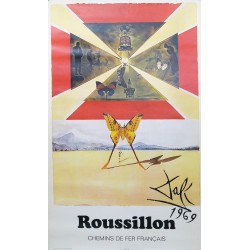 Aff. 62x99cm - SNCF Roussillon Dali Papillon