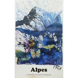 Aff. 62x99cm - SNCF Alpes Dali Papillon
