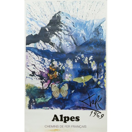 Aff. 62x99cm - SNCF Alpes Dali Papillon