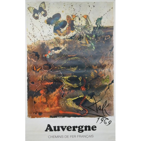 Aff. 62x99cm - SNCF Auvergne Dali Papillon