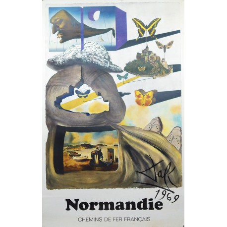 Aff. 62x99cm - SNCF Normandie Dali Papillon