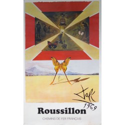 Aff. 62x99cm - SNCF Roussillon Dali Papillon