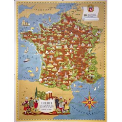 Aff. 74x104cm - Carte de France Crédit Lyonnais
