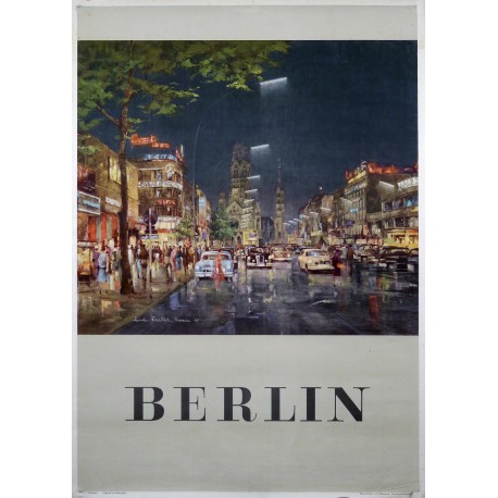 Aff. 60x85cm - Berlin Vue Nocturne du Kurfürstendamm