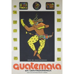 Aff. 58x86cm - Guatemala la Danza del Jaguar Cultura Maya