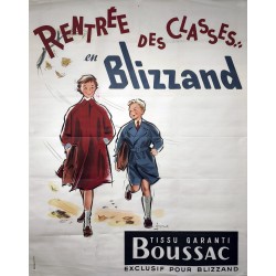 Aff. 118x160cm - Rentrée des Classes en Blizzard Tissu Boussac
