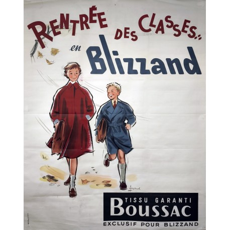 Aff. 118x160cm - Rentrée des Classes en Blizzard Tissu Boussac