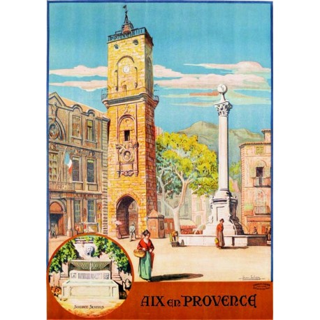Affiche - Aix-en-Provence - Place de l'Hôtel-de-Ville (fin de série) - PLM