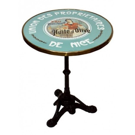 Table de bistrot émaillée - Huile d'olive tête nue - Union des propriétaires de Nice